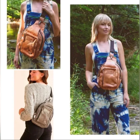 NWOT Bed Stu Leather Beau Unisex Backpack Sling Bag Tan Rustic MSRP $260 - Picture 12 of 12